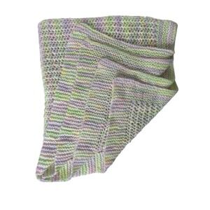 Hand Crocheted Baby Afghan Pastel Pink Purple Yellow Green 40" x 42"